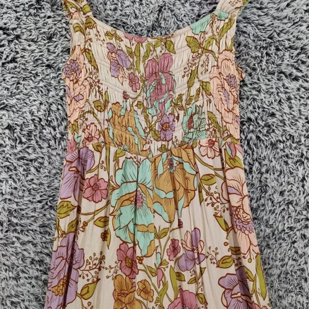 Free People Womens Romantic Retro 70s Rolling Hills Jumpsuit M Wide Leg Smocked - Picture 14 of 17